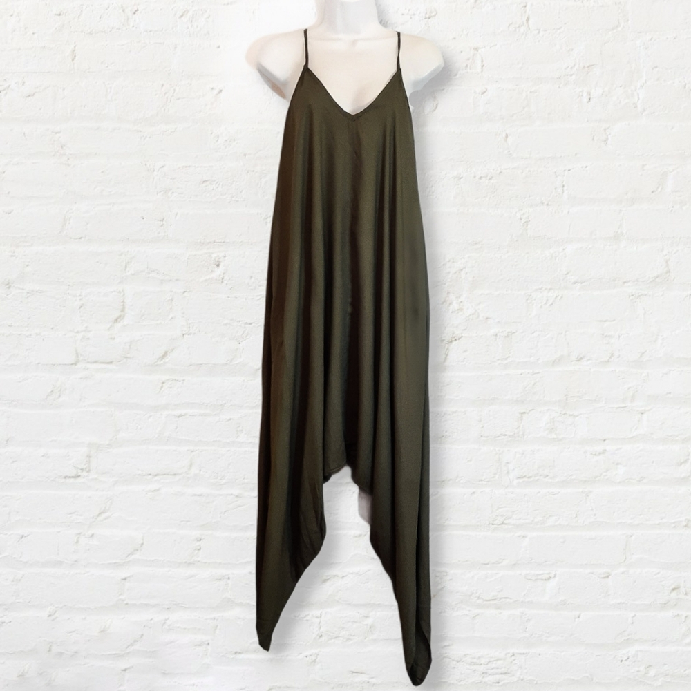 NWT Thread Story Boho Wide Leg Tank Jumpsuit Green